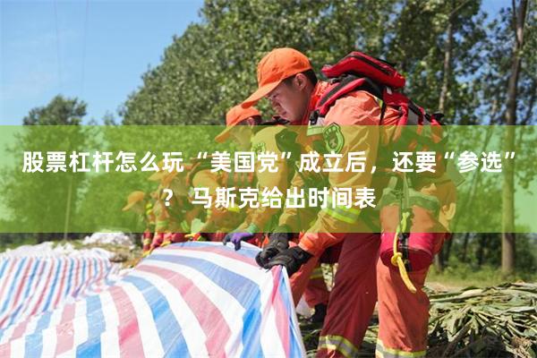 股票杠杆怎么玩 “美国党”成立后，还要“参选”？ 马斯克给出时间表