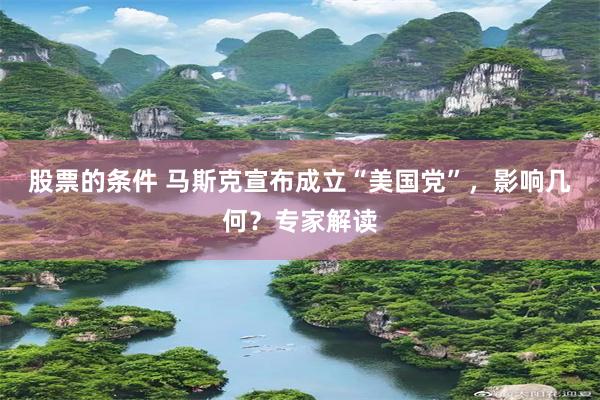 股票的条件 马斯克宣布成立“美国党”，影响几何？专家解读