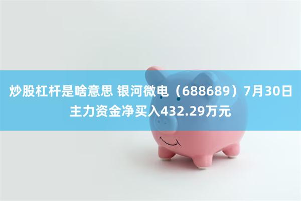炒股杠杆是啥意思 银河微电（688689）7月30日主力资金净买入432.29万元