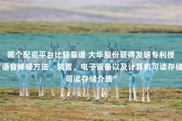 哪个配资平台比较靠谱 大华股份获得发明专利授权：“语音降噪方法、装置、电子设备以及计算机可读存储介质”