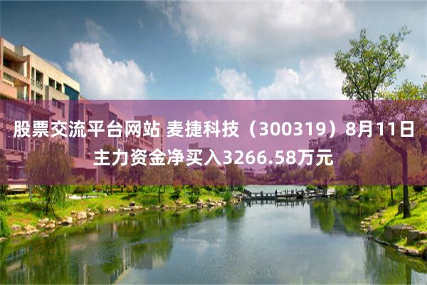 股票交流平台网站 麦捷科技（300319）8月11日主力资金净买入3266.58万元