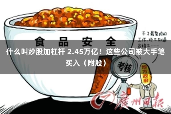 什么叫炒股加杠杆 2.45万亿！这些公司被大手笔买入（附股）