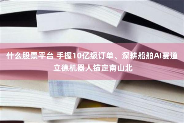 什么股票平台 手握10亿级订单、深耕船舶AI赛道 立德机器人锚定南山北